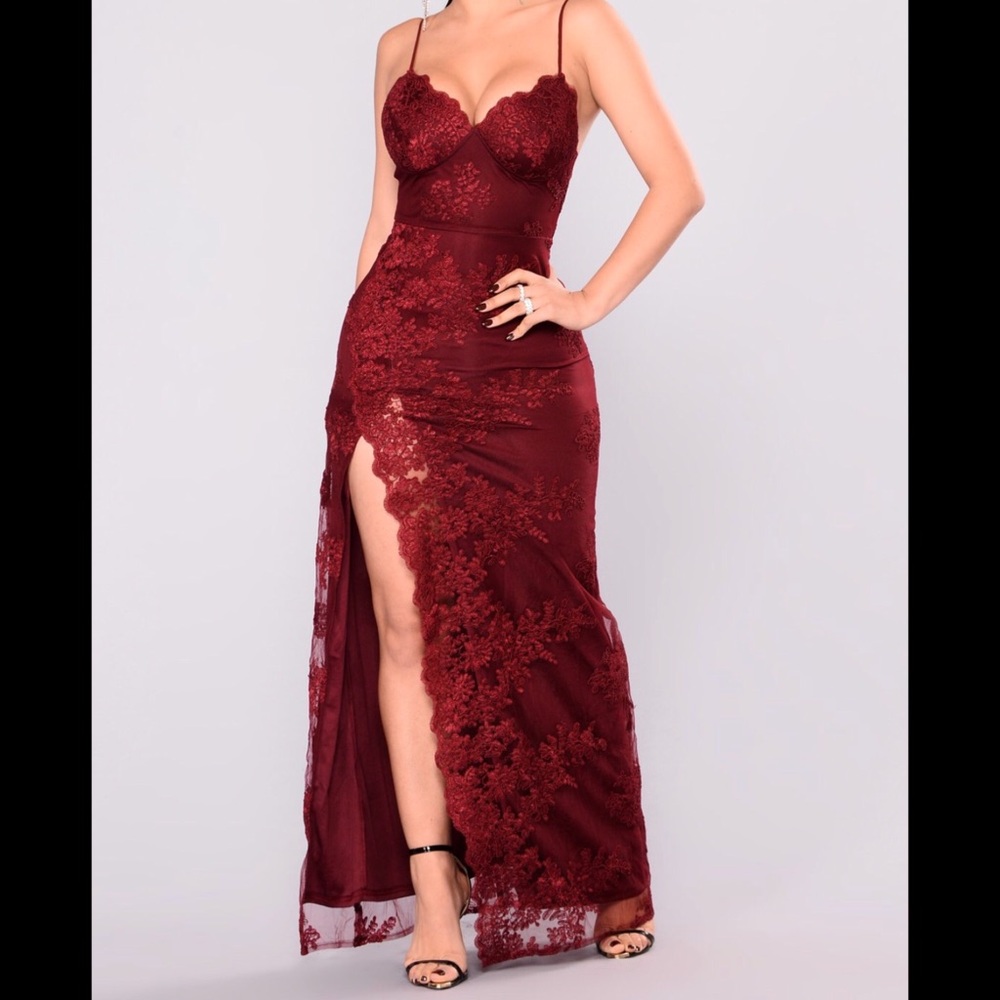 Burgundy lace dress